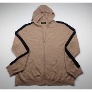 Womens Cashmere Hoodie Full Zip Pockets Charter Club L Large Lg Wool Hood
